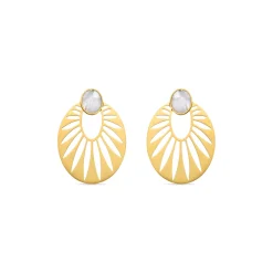 Pendientes de Madreperla Blanca acabados en oro amarillo 18K- Elbi