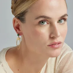 Pendientes de Malaquita acabados en oro amarillo 18K- Mobu