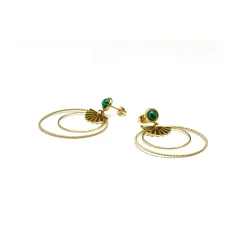 Pendientes de Malaquita acabados en oro amarillo 18K- Mobu