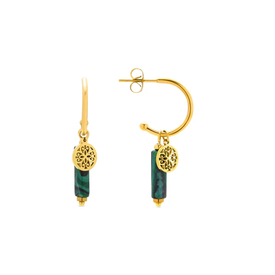 Pendientes de Malaquita acabados en oro amarillo 18K- Nadu