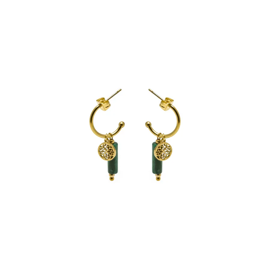 Pendientes de Malaquita acabados en oro amarillo 18K- Nadu