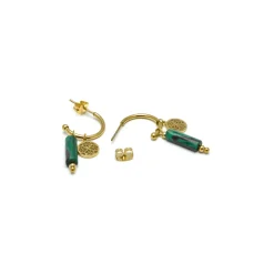 Pendientes de Malaquita acabados en oro amarillo 18K- Nadu
