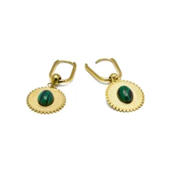 Pendientes de Malaquita acabados en oro amarillo 18K- Elknu