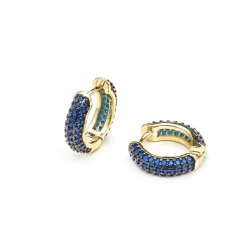Pendientes de 9mm de diámetro acabado Oro Amarillo de 18k con circonita Zafiro - Lesrat