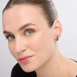Pendientes de 9mm de diámetro acabado Oro Amarillo de 18k con Circonita Esmeralda - Lesrat