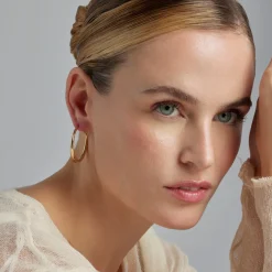Pendientes de 34mm de diámetro acabado Oro Amarillo de 18k - Qupa