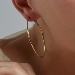Pendientes de 50mm de diámetro acabado Oro Amarillo de 18k - Kelxo