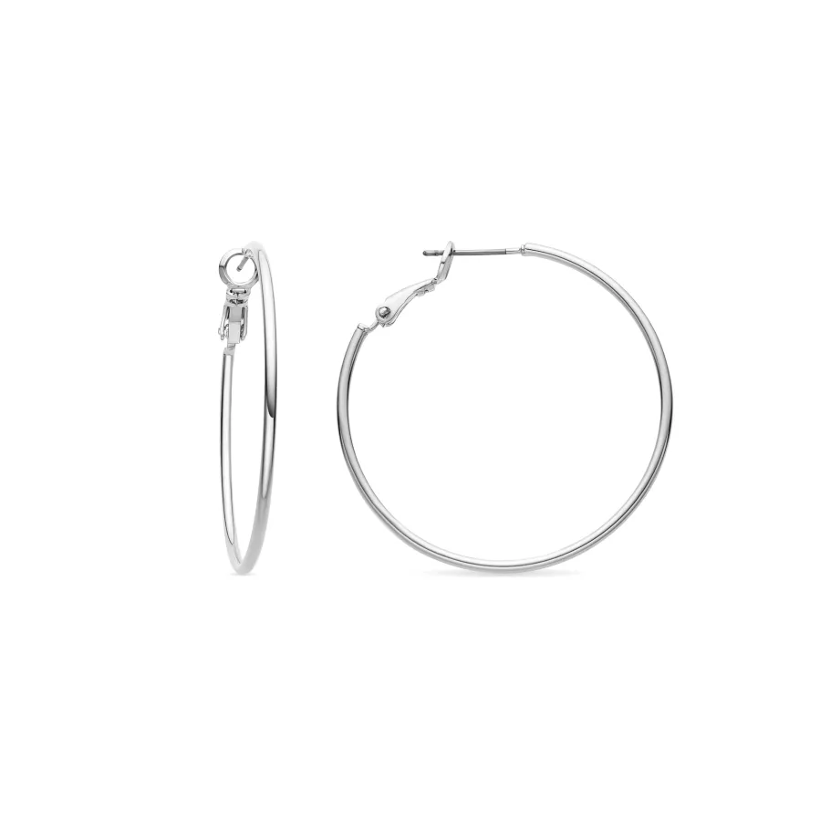 Pendientes de 40mm de diámetro acabados en rodio - Kelxo