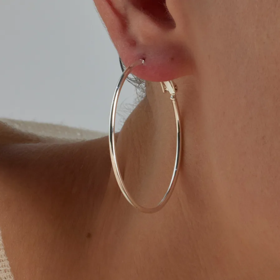 Pendientes de 40mm de diámetro acabados en rodio - Kelxo
