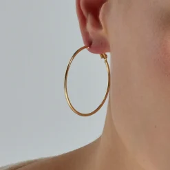 Pendientes de 30mm de diámetro acabado Oro Amarillo de 18k - Kelxo