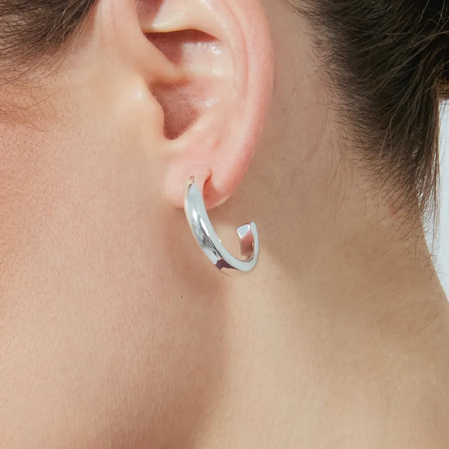 Pendientes de 25mm de diámetro acabados en rodio - Difie
