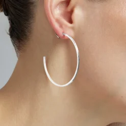 Pendientes de 48mm de diámetro acabados en rodio - Nemar