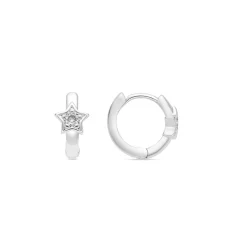 Pendientes de 10mm de diámetro acabado plata y circonita - Ktyu