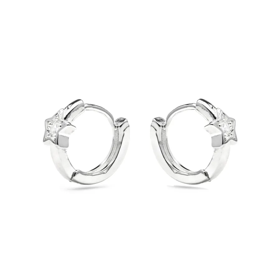 Pendientes de 10mm de diámetro acabado plata y circonita - Ktyu