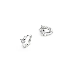 Pendientes de 10mm de diámetro acabado plata y circonita - Ktyu