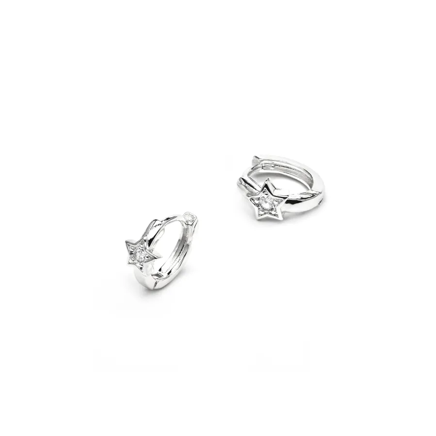 Pendientes de 10mm de diámetro acabado plata y circonita - Ktyu