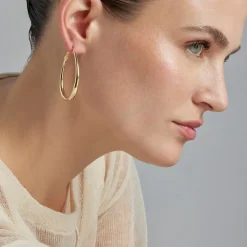 Pendientes de 47mm de diámetro acabado Oro Amarillo 18K - Axeir