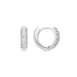 Pendientes de 12mm de diámetroacabado plata y circonita - Krax