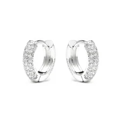 Pendientes de 12mm de diámetroacabado plata y circonita - Krax