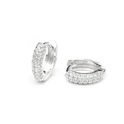 Pendientes de 12mm de diámetroacabado plata y circonita - Krax