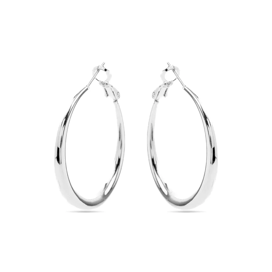 Pendientes de 34mm de diámetro acabados en rodio - Qupa