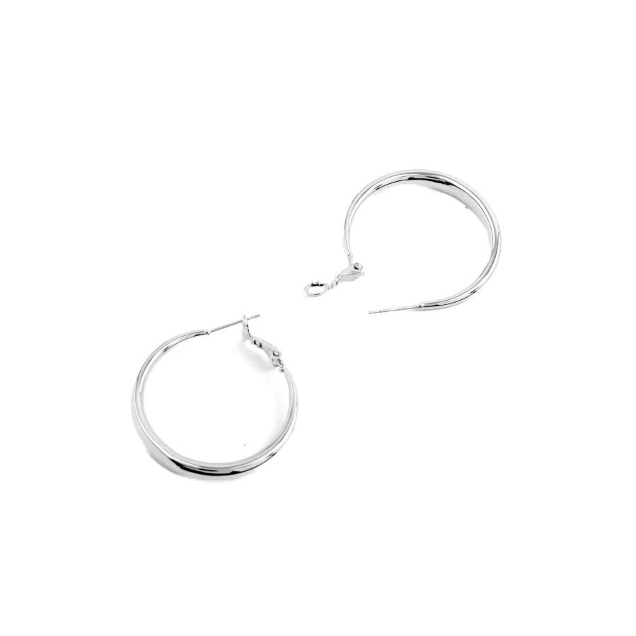 Pendientes de 34mm de diámetro acabados en rodio - Qupa
