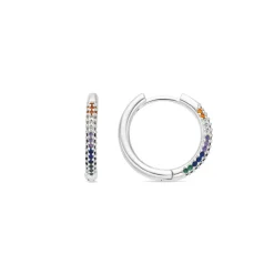 Pendientes de 15,5mm de diámetro acabado plata con circonita multicolor - Thybus