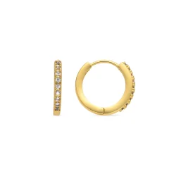 Pendientes de 12mm de diámetro con circonita acabado Oro Amarillo 18k - Kadin