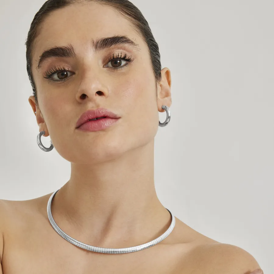 Pendientes de 13mm de diámetro acabados en rodio - Shiwa