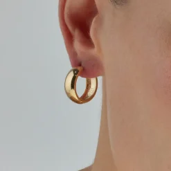 Pendientes de 18mm de diámetro acabado Oro Amarillo de 18k - Apruk