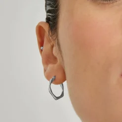 Pendientes de 13mm de diámetro acabados en rodio - Meria