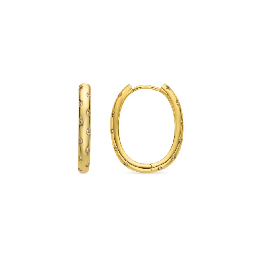 Pendientes de 18mm de diámetro con Circonita Brillante acabado oro 18k - Dinlah