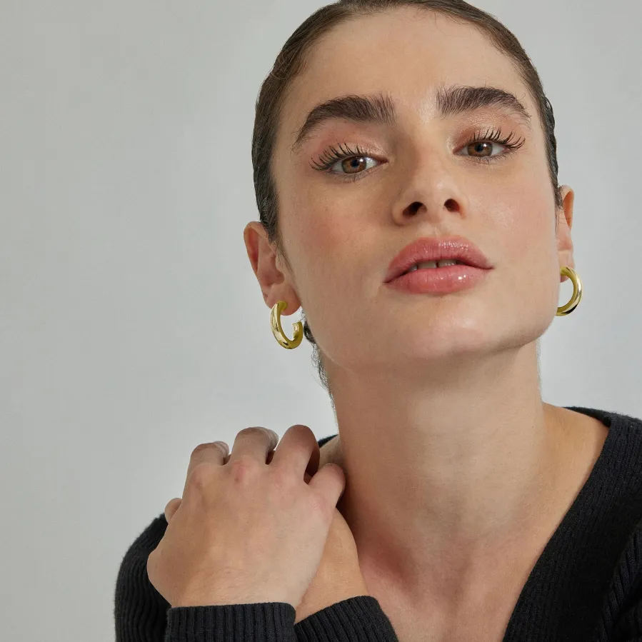 Pendientes de 13mm de diámetro acabado Oro Amarillo de 18K - Shiwa