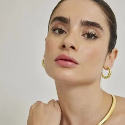 Pendientes de 16mm de diámetro acabado Oro Amarillo de 18K - Intia