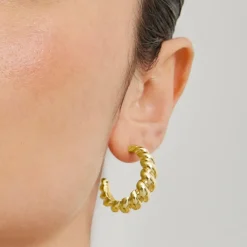 Pendientes de 16mm de diámetro acabado Oro Amarillo de 18K - Intia