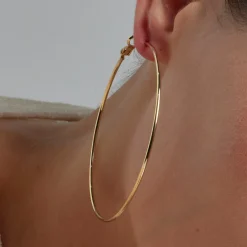 Pendientes de 70mm de diámetro acabado Oro Amarillo de 18k - Kelxo