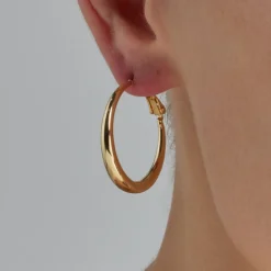 Pendientes de 28mm de diámetro acabado Oro Amarillo de 18k - Qupa