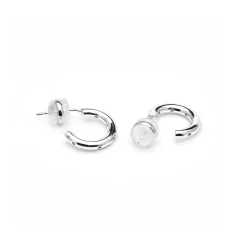 Pendientes de 14,5mm de diámetro acabado plata y circonita - Sisah