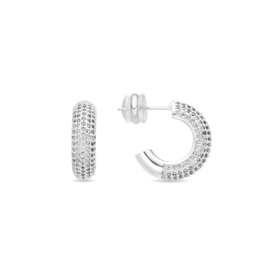Pendientes de 17mm de diámetro acabado plata y circonita - Niras