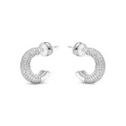 Pendientes de 17mm de diámetro acabado plata y circonita - Niras