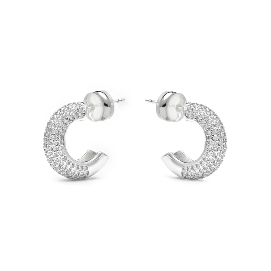 Pendientes de 17mm de diámetro acabado plata y circonita - Niras