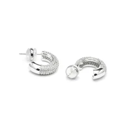Pendientes de 17mm de diámetro acabado plata y circonita - Niras