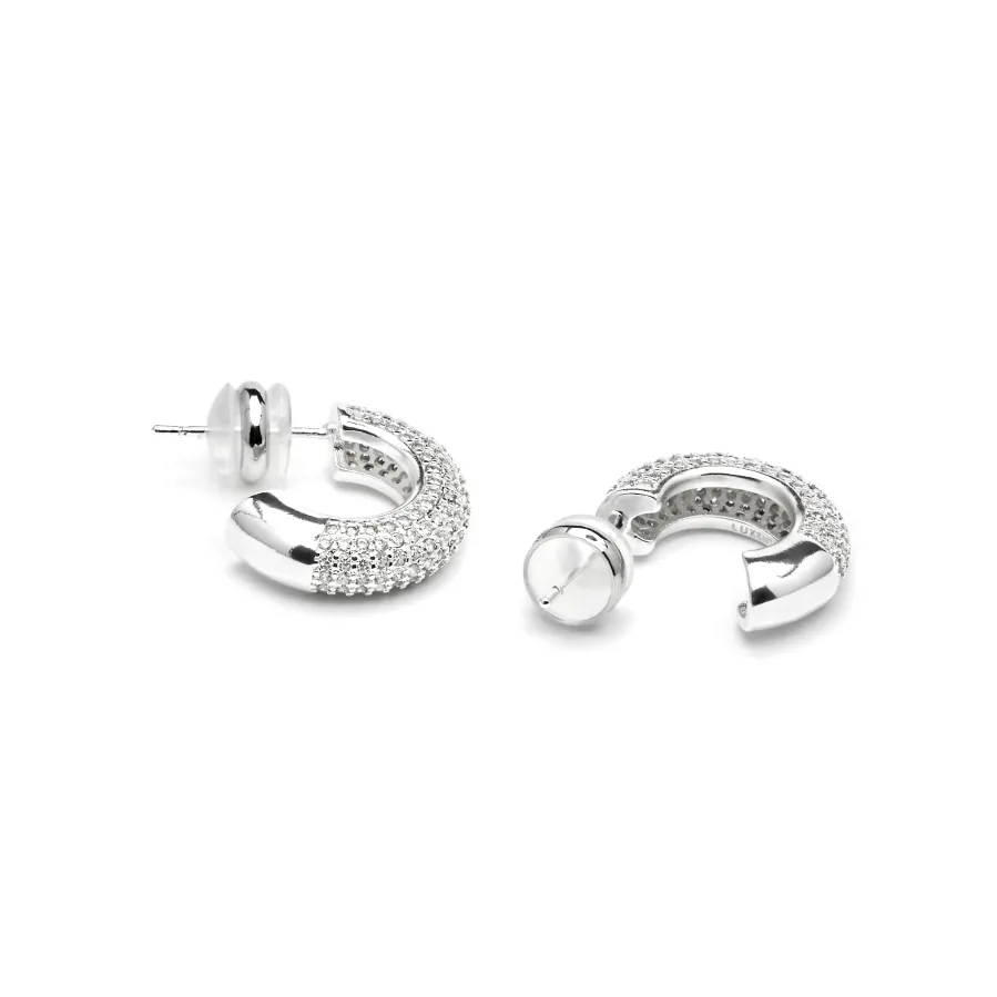 Pendientes de 17mm de diámetro acabado plata y circonita - Niras