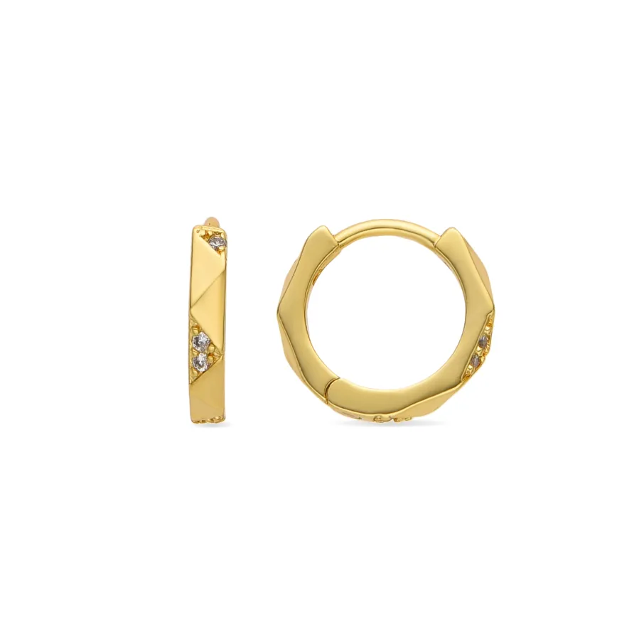 Pendientes de 9mm de diámetro con circonita acabado Oro Amarillo 18k - Shio