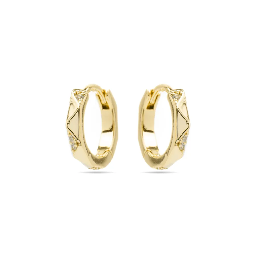 Pendientes de 9mm de diámetro con circonita acabado Oro Amarillo 18k - Shio