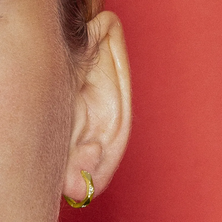 Pendientes de 9mm de diámetro con circonita acabado Oro Amarillo 18k - Shio