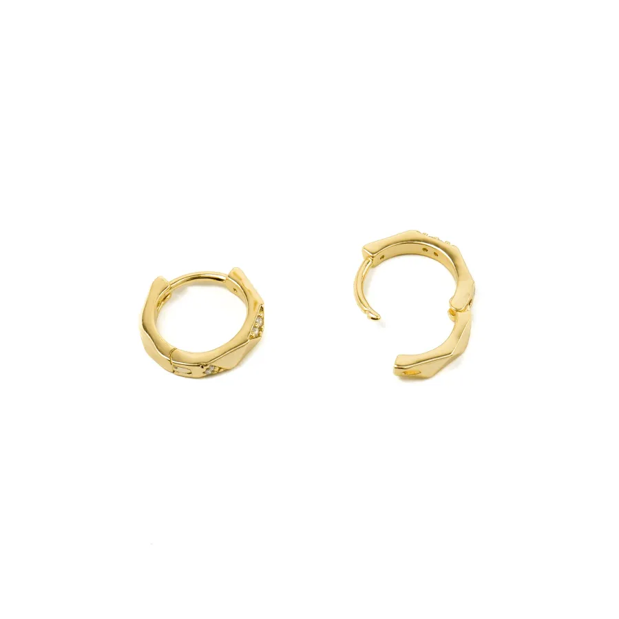 Pendientes de 9mm de diámetro con circonita acabado Oro Amarillo 18k - Shio