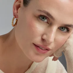 Pendientes de 30mm de diámetro acabado Oro Amarillo 18K - Imcaki