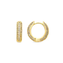Pendientes de 9mm de diámetro acabado Oro Amarillo de 18k con circonita- Lesrat
