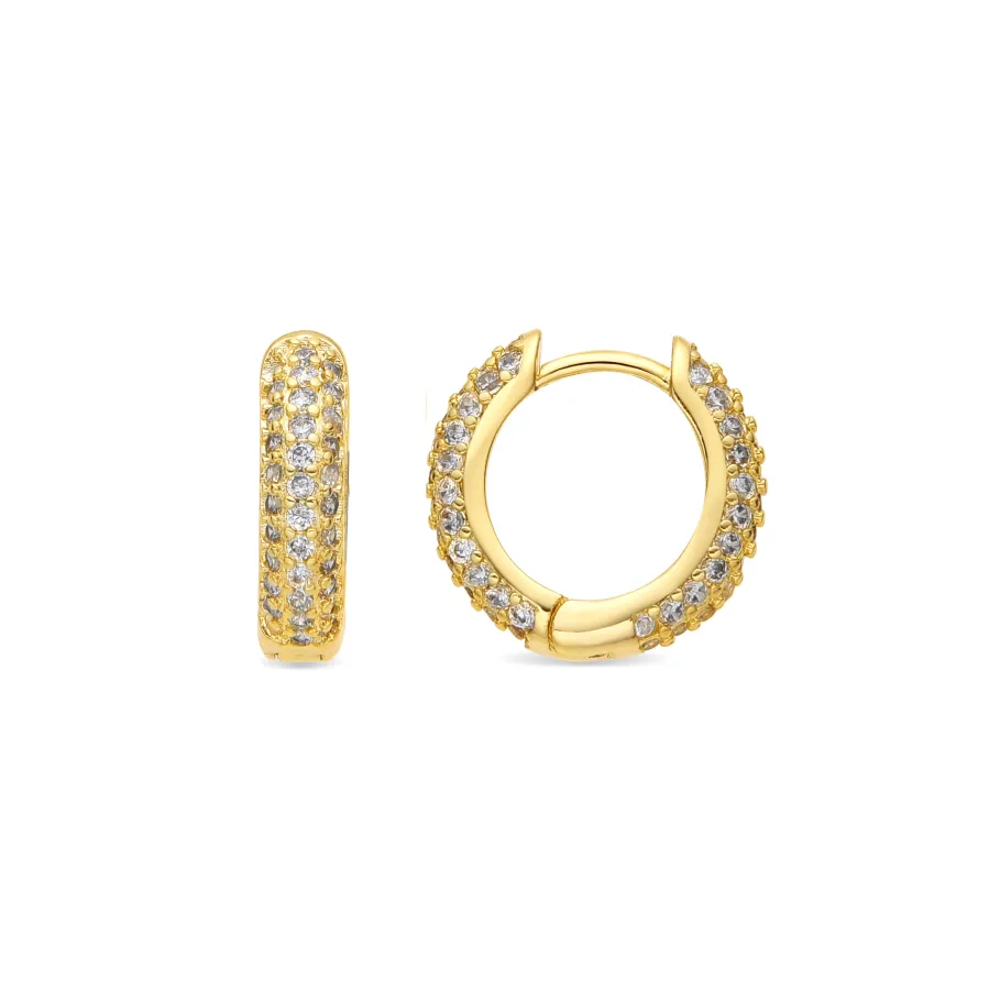 Pendientes de 9mm de diámetro acabado Oro Amarillo de 18k con circonita- Lesrat